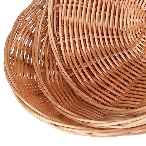 30 Pack Oval Poly Wicker Basket, 9 x 6 x 2.6 Inch Poly Wicker Bread Baskets, Medium Size Gift Baskets for Kitchen, Christmas Gifts, Centerpiece Display, Storing Bread, Fruits, Vegetables, by GNIEMCKIN - size: 30 Pack 9x6x2.6 Inch Oval