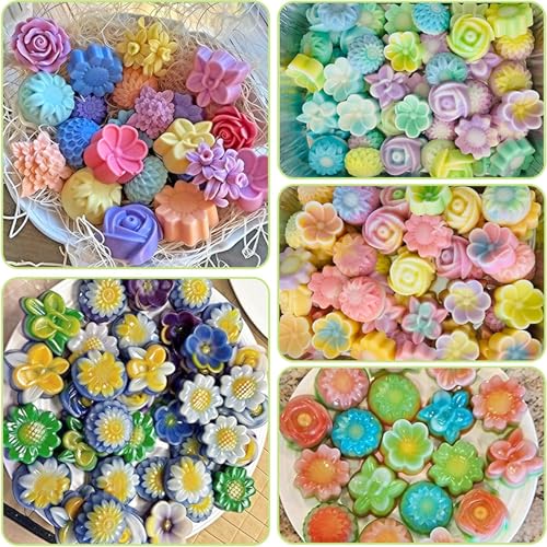36 PCS Flower Shaped Baking Molds Silicone Food Grade Non Stick Mini Trays for Cupcakes Puddings Chocolates Must Have for Creative Kitchen Fun(6 Colors) - color: Daisy2