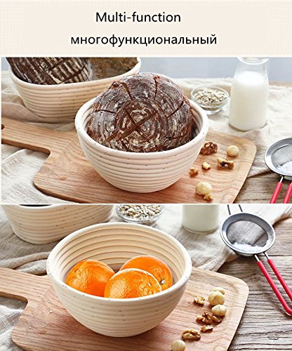 7 Inch Round Banneton Bread Proofing Basket 2 pcs Natural Rattan Cane Brotform Handmade& Linen Liner Cloth - size: 7" Round 2 Pack