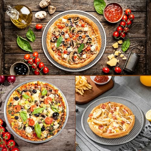 3 Pcs Pizza Screen, 12 Inch Pizza Pan for Oven, Nonstick Pizza Tray for Oven, Dishwasher Safe(3 PCS 12 inch) - size: 3 PCS 12 inch