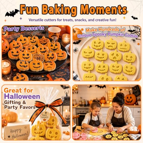 Halloween Cookie Cutters, 10Pcs Mini Pumpkin Cookie Stamps Set - color: Halloween Pumpkin