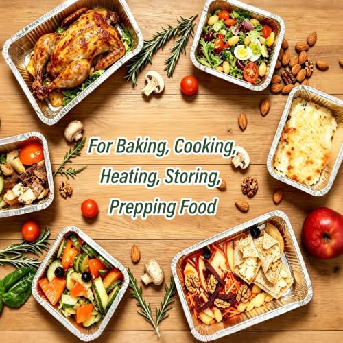 SAITI 8x8 Aluminum Pans with Clear Plastic Lids 35 Pack Aluminum Foil Pans