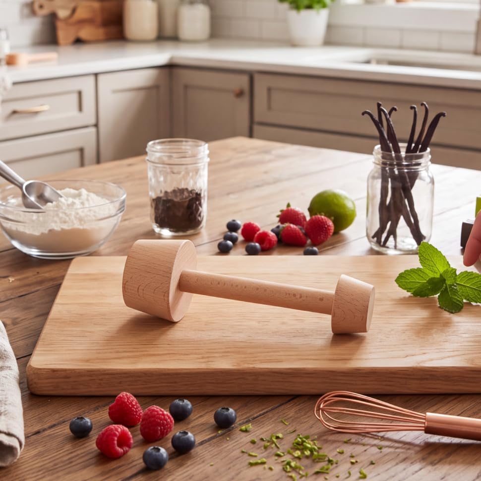 Egg Tarts Tamper, Wooden Double Side DIY Cake Shaping Kitchen Tool for Muffin Pecan Pies Cheesecakes Dessert