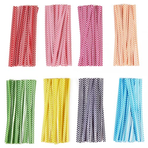 Polka-Dotted Bag Twist Ties 300 PCS 4" Durable Plastic Twist Ties with Dots for Kitchen & Bakery Packaging Mixed 8 Colors Bread Bags Ties for Candy Cookies Gift Bags - size: 300Pcs