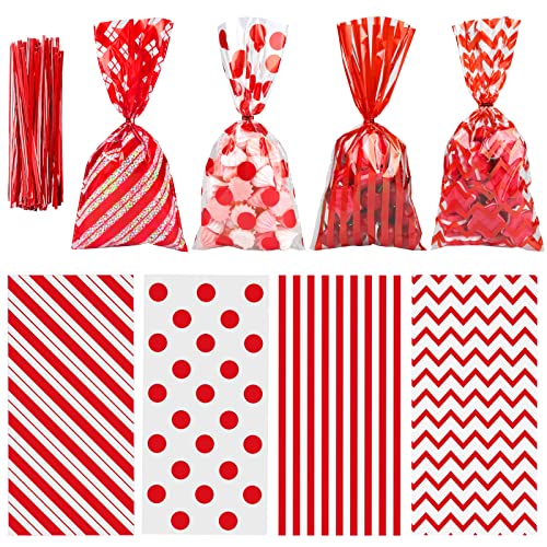 Aneco Red Cellophane Bags 100 Pack 10.6 x 5.1 Inch - color: Red