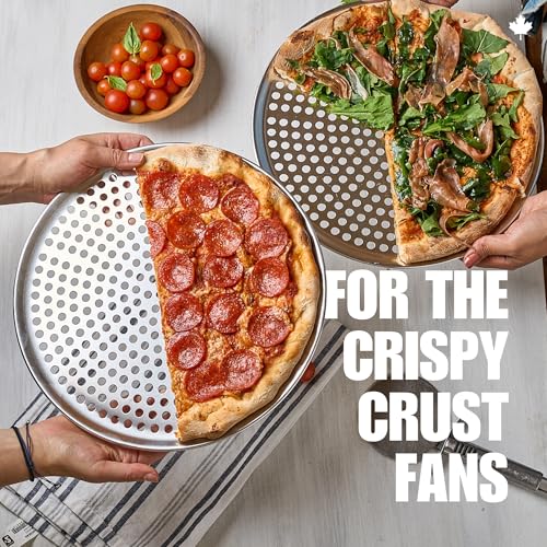 Norjac Pizza Pan with Holes, 10 Inch 2 Pack, Aluminum Pans for Oven, Round, Rust-Free & Heavy-Duty, Perforated Baking Tray for Crispy Crust - size: 10in-2pk