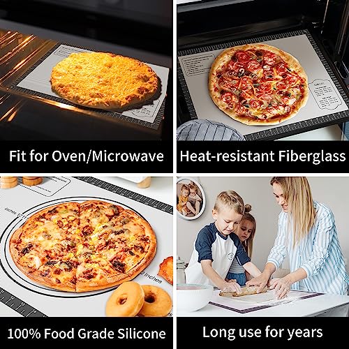 Silicone Baking Mat with Measurement, Non Stick Siliocne Pastrty Mat for Dough Rolling, Making Cookies, Macarons, Bread, Cake and Candy Reusable Fondant Mat Baking Supplies - color: Gray, size: 26"L x 16"W