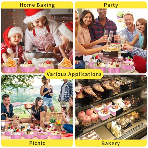 40 Pack 10oz Mini Cake Pans with Lids,Pink Aluminum Foil Cake Tins - color: Pink, size: 40 Pack 10oz