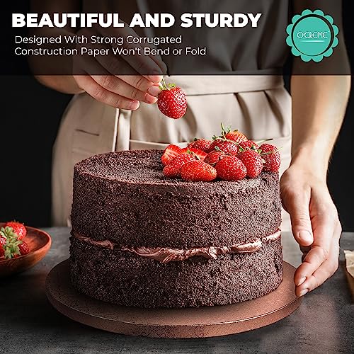O'Creme Rose Gold Foil Round Cake Board - Gorgeous Design, Sturdy & Durable 1/2" Thick Drums, 14" Diameter - Pack of 5 Disposable Circles - color: Red, size: 14"