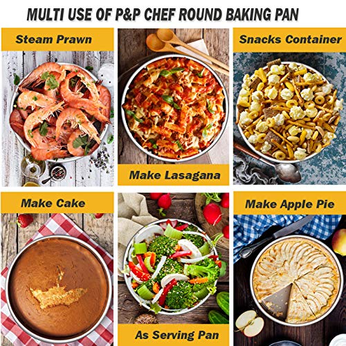 P&P CHEF Cake Pan Set of 3, 8" + 9.5" + 11" Round Baking Layer Cake Pan Tin - size: 8" + 9.5" + 11"