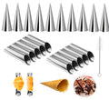 21pcs Cream Horn Molds, Stainless Steel Cannoli Forms Tubes Kits, Baking Cones, Roll Horn Forms, Non-stick Baking Molds for Danish Pastry Lady Lock Form, Cream Roll, Croissant - size: 21pcs