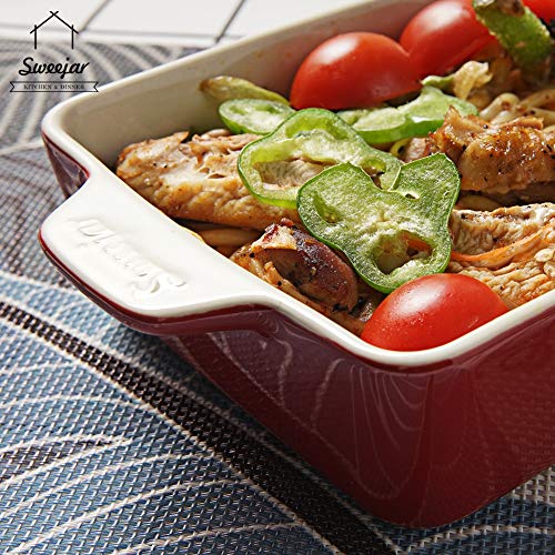 Sweejar Ceramic Baking Dish, Rectangular Small Baking Pan with Double Handles, 20 Oz for Cooking, Brownie, Kitchen, 6.5 x 4.9 x 1.8 Inches(Navy) - color: Navy, size: Rectangle 6.5 x 4.9IN