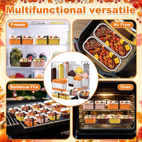 LemonRoad 120 Sets Fall Colors Mini Loaf Pan with Lids and Spoons - color: Fall Colors