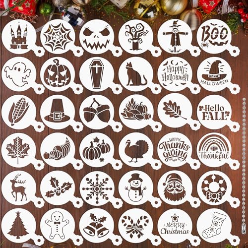 JULBEAR 36 Pcs Holiday Cookie Cake Stencils Baking Templates - style: Mix Style