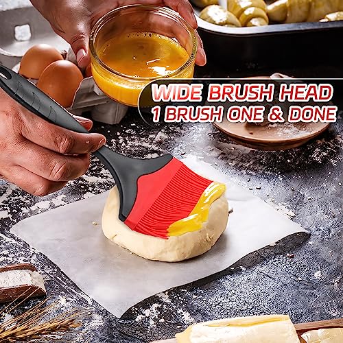 Large Silicone Basting Pastry Brush - Silicone Basting Brush for Grilling,Heat Resistant Brushes Spread Oil Butter Sauce for Cooking Baking BBQ,3.95inch Extra Wide Grill Basting Brush（Red 2） - color: Red 2