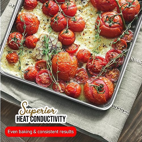 Aluminum Baking Sheet Set, Quarter Sheet Pan, Commercial Quality Cookie Sheets for Baking or Roasting Non-Stick, Warp Resistant Aluminum 9 x 13 Baking Pan - size: 2pc - Quarter Sheet Pan/9"x 13"