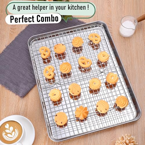 Homikit Baking Sheet with Wire Rack Set (1 Pan+1 Cooling Rack), 16" x 12" - size: 16*12 Inch