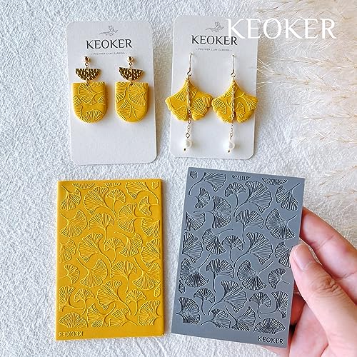 Keoker Pumpkin Polymer Clay Texture Sheets, Clay Texture Mat for Making Earrings Jewerly, Polymer Clay Earrings Tools (Fall Texture Sheet 1-3) - color: Fall texture sheet 1-3