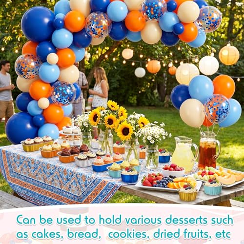 Blushtier 180 Pcs/60 Set Mini Loaf Cake Pans with Lids,Blue and Orange - color: Vibrant