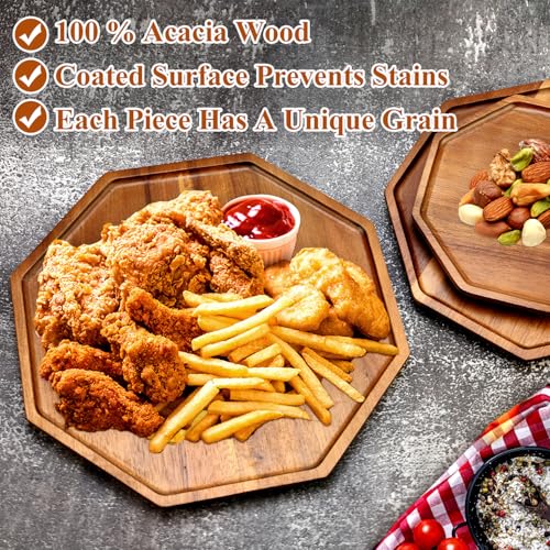 3Pcs Wood Serving Trays Charcuterie Board Cheese Platter Party Hosting Gift - size: 12&10&8 inch (3 Pcs)