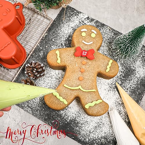 Webake Gingerbread Man Mold 10 Inch Large Gingerbread Silicone Cake Pan for Christmas Baking Cake, Cookie - style: Gingerbread