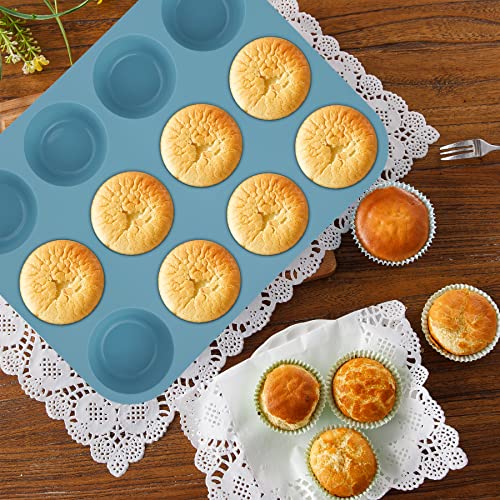 Nonstick Silicone Baking Mat Set, 9-in-1 Heat Resistant Cookie Sheet & Cake Pan Molds for Muffin, Loaf, Pizza, Cheesecake, Cupcake, Pie - Oven Bakeware Tools Kit - color: Blue
