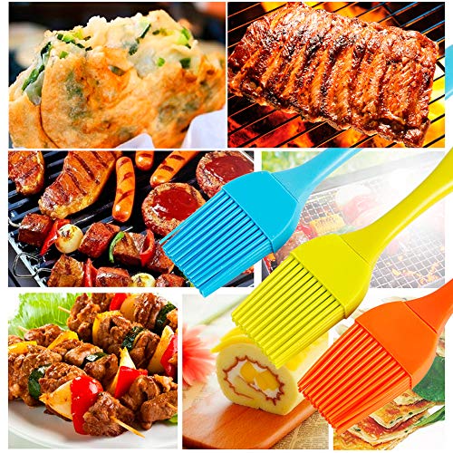 Basting Brush + Large Spatula Silicone Pastry Baking BBQ Sauce Marinade Meat Glazing Oil Brush Heat Resistant, Kitchen Cooking Baste Pastries Cakes Desserts 4 Pack (Brush + Spatula)