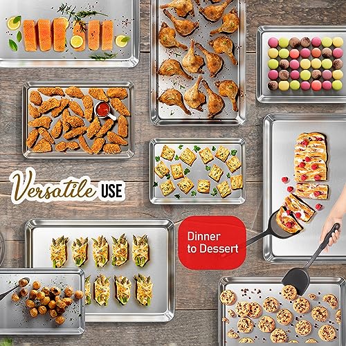 Aluminum Baking Sheet Set, Quarter Sheet Pan, Commercial Quality Cookie Sheets for Baking or Roasting Non-Stick, Warp Resistant Aluminum 9 x 13 Baking Pan - size: 2pc - Quarter Sheet Pan/9"x 13"