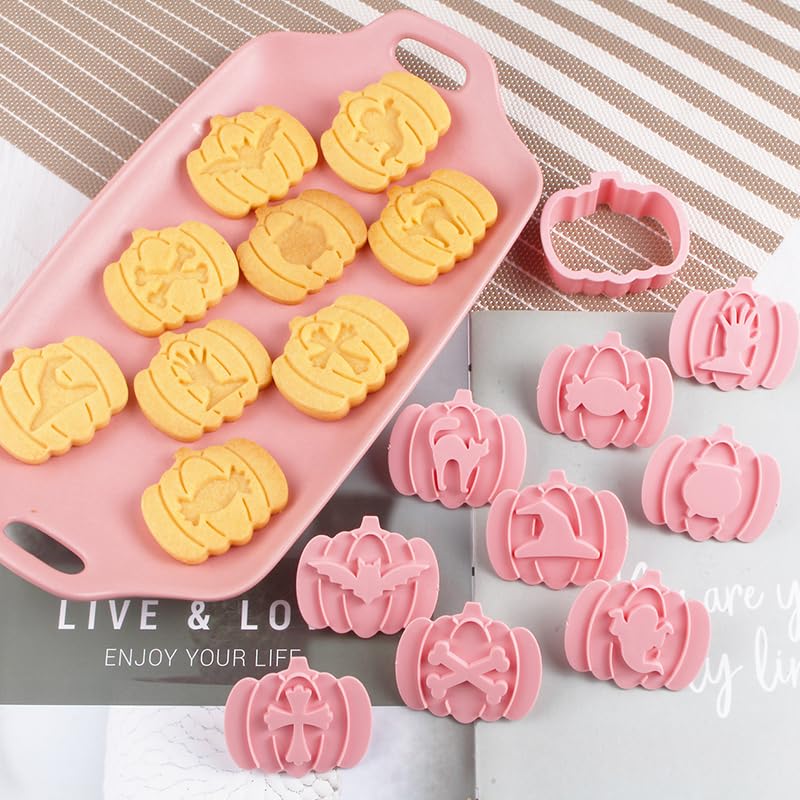 BESEK Halloween Cookie Cutters: 9 shape Pumpkin Cookie Cutter, Halloween Holiday Decorative Party Supplies for Biscuit Baking - color: Pumpkin