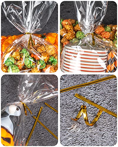 Labeol 160pcs Clear Cellophane Bags 7X14 Treat Bags with Ties Goodie Bag Clear Gift Bag for Packaging Popcorn Party Favor Cookie Candy Bakery Plastic Gift Wrap - size: 7X14