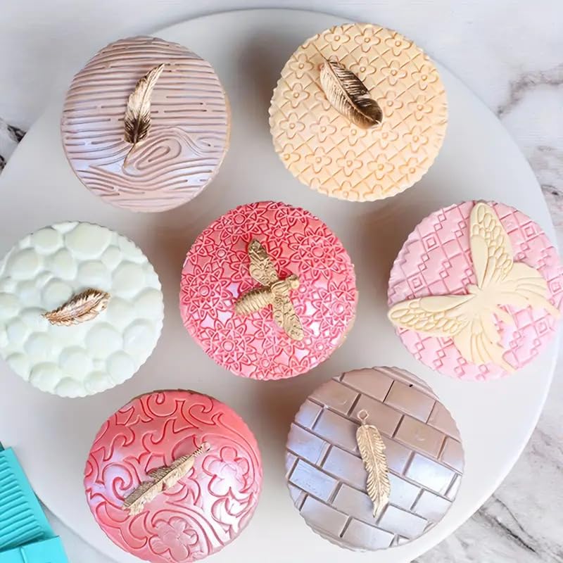 Plastic Embossed Icing Moulds Kits, Set of 12+6