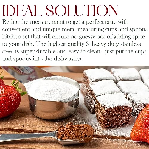 Bellemain Stainless Steel Measuring Cups Set of 6, Nesting Design - color: Stainless Steel