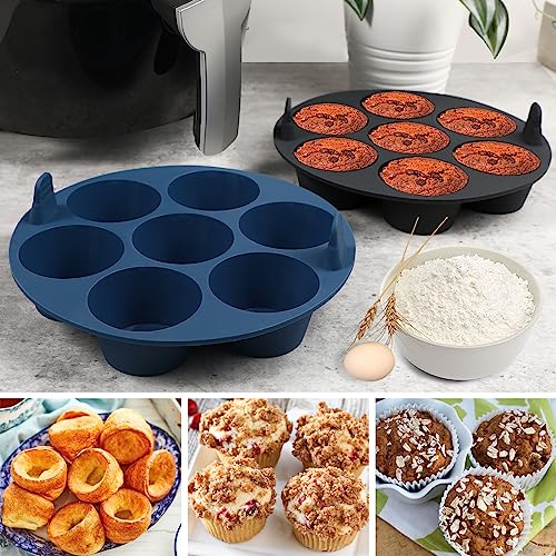 Webake 2PCS Silicone Air Fryer Muffin Pan for Baking Nonstick Egg Btes Silicone Mold BPA Free Muffin Tins Baking Cups - size: Medium