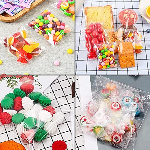 SUREHOME Cookie Bags Cellophane Clear Individual Treat for Cookies, 5x6 Inch Gift Giving Packaging, 100PCS Plastic Self Adhesive Wrappers Candy Bag - color: Clear 5"x6"