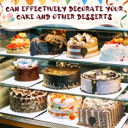 Maxdot 20 Pcs 26 x 18 Inch Rectangle Cake Boards Disposable Single Wall Cake Pad Scalloped Full Sheet Dessert Base White Corrugated Pastry Food Tray Plate for Pizza Display Holiday Party Supplies