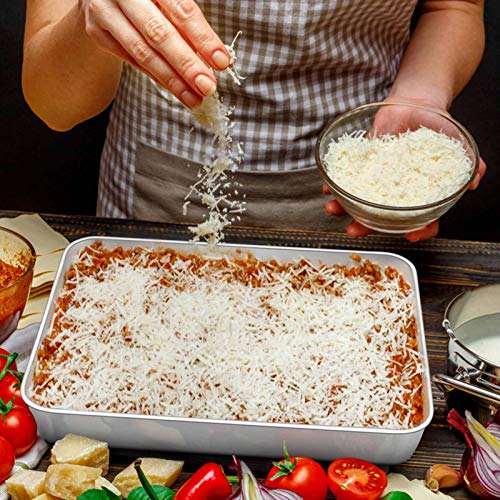 TeamFar Lasagna Pan, 12.3" x9.75" x2" Stainless Steel Rectangular Cake Pan - color: Silver, size: 12 Inch