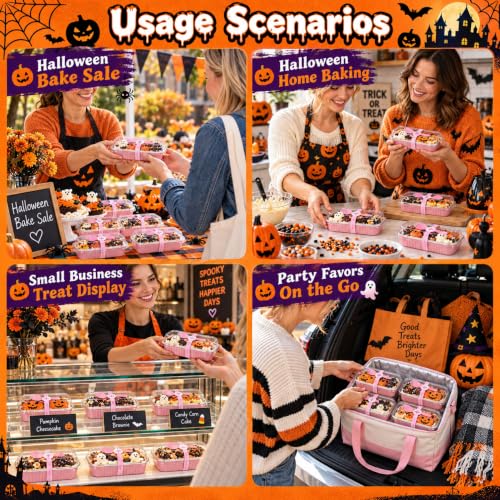 NPLUX 6.8oz Disposable Mini Loaf Pans with Lids 50 Pack Pink for Halloween - color: Pink