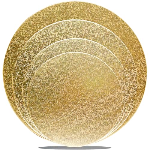 4 Pack Gold Cake Boards Round Cake Circles 6, 8, 10, 12 Inch - color: Gold