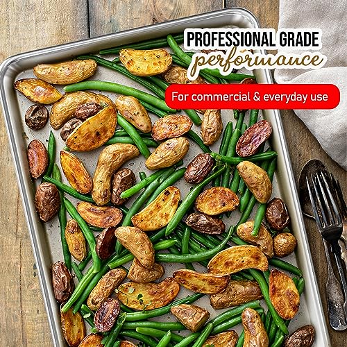 Aluminum Baking Sheet Set, Quarter Sheet Pan, Commercial Quality Cookie Sheets for Baking or Roasting Non-Stick, Warp Resistant Aluminum 9 x 13 Baking Pan - size: 2pc - Quarter Sheet Pan/9"x 13"