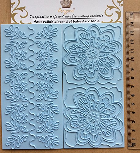 Plastic Embossed Icing Moulds Kits, Set of 12+6