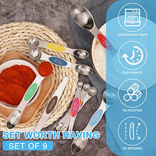 Aovchei 9 PCS MultiColor Magnetic Measuring Spoons Set - size: 9pcs-colorful
