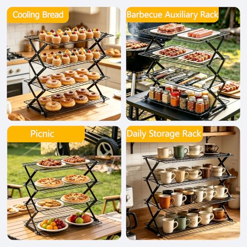 4 Tier Cooling Racks for Cooking and Baking Collapsible Cookie Rack Cooling - size: 4-Tier