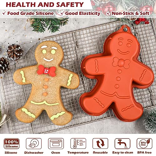 Webake Gingerbread Man Mold 10 Inch Large Gingerbread Silicone Cake Pan for Christmas Baking Cake, Cookie - style: Gingerbread