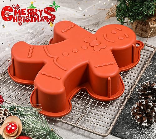 Webake Gingerbread Man Mold 10 Inch Large Gingerbread Silicone Cake Pan for Christmas Baking Cake, Cookie - style: Gingerbread