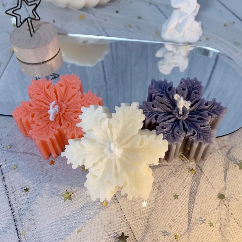 2 Pcs Christmas Snowflake Silicone Mold Candle Soap DIY Molds Christmas Baking Tray Cake Candy Chocolate Making Tools