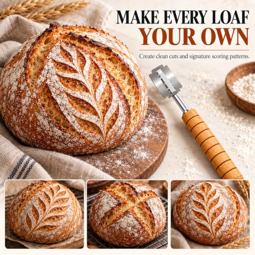 Bread Lame - Handcrafted Sourdough Scoring Tool with 10 Replacement Blades and Leather Cover, Bread Scoring Tool for Dough Slashing and Sourdough Tools
