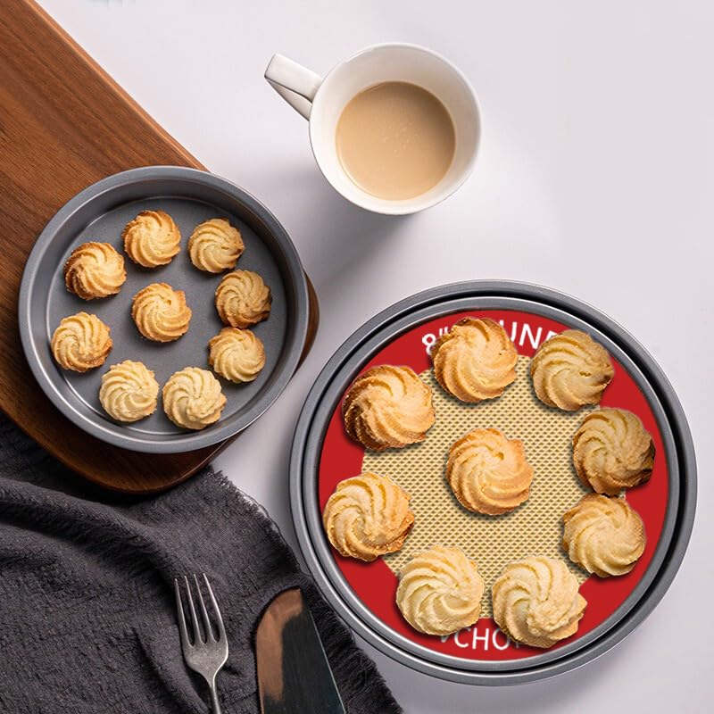 Silicone Baking Mats, Set of 4, Round dia 8 Inch, Non Stick, BPA Free, Baking Sheet Pan Liner for Cake,Pizza,Cookies,Macaron,Bread,Pastry,Toaster (Red, Round-dia 8 inch) - color: Red