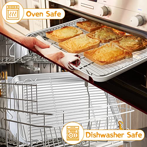 P&P CHEF 17.5 Inch Baking Sheet with Rack Set, Pans with Flat Racks - size: 17.5 + 17.5 Inch, style: Pans with Flat Racks
