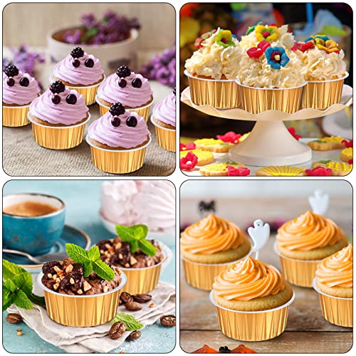150 Pcs 5oz Aluminum Foil Baking Cup Disposable with Lids, Gold, Silver - color: Gold, Silver