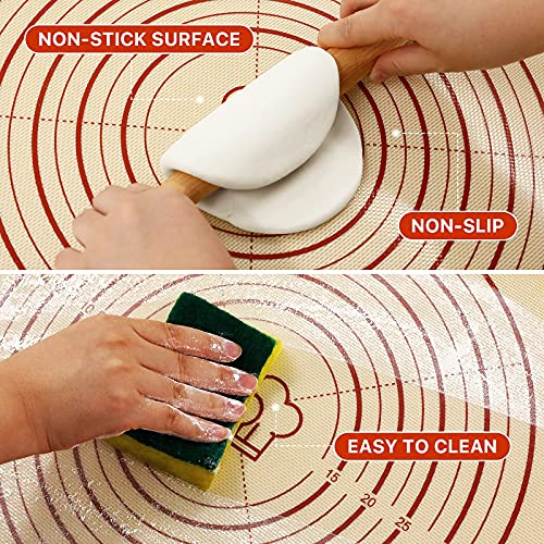 DANIA & DEAN 36"x24" Extra Thick Silicone Baking Mat for Pastry and Bread - color: Red, size: 36"L x 24"W